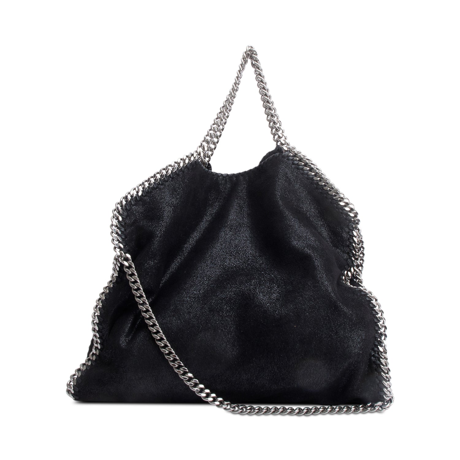 Stella McCartney Black Shaggy Deerskin Falabella Fold-Over Tote
