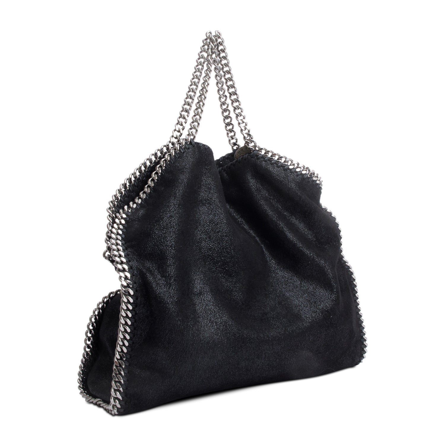 Stella McCartney Black Shaggy Deerskin Falabella Fold-Over Tote