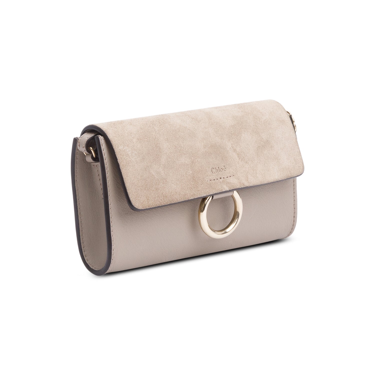 Chloe Grey Calfskin Leather Mini Faye Crossbody Bag w/ Authnticity Card