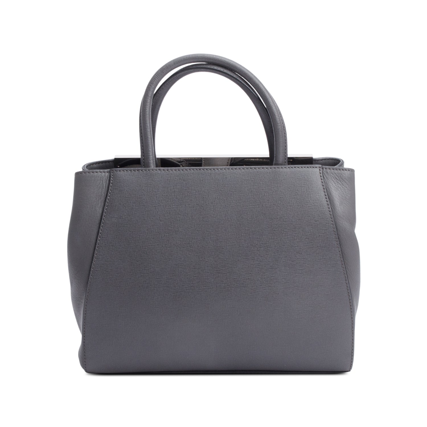 Fendi Grey Vitello Elite Leather Pony Hair & Python Trim Bird Petite 2Jours Tote w/ Strap