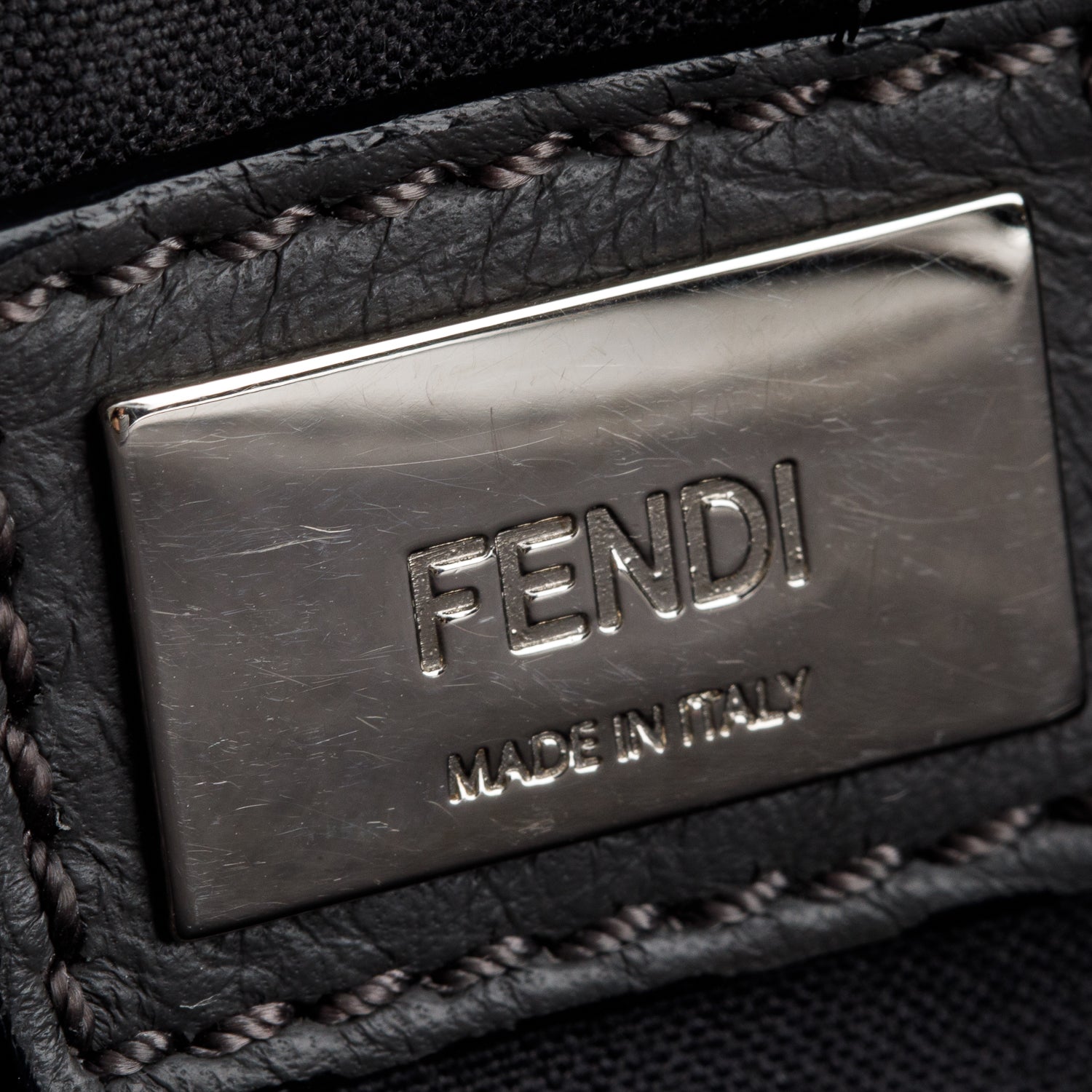 Fendi Grey Vitello Elite Leather Pony Hair & Python Trim Bird Petite 2Jours Tote w/ Strap