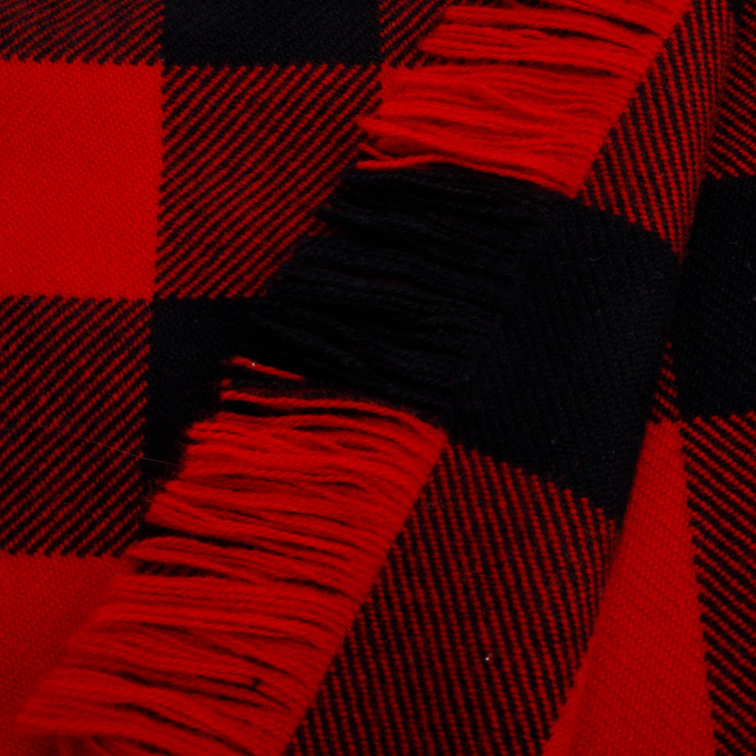 Burberry Red Half Mega Check Fringe Wool Scarf