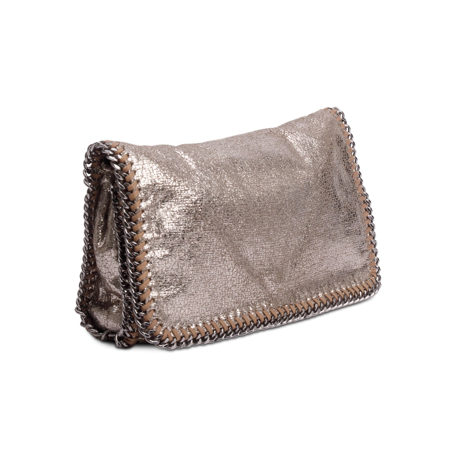 Stella McCartney Metallic Gold Shaggy Deerskin Vegan Flap Crossbody