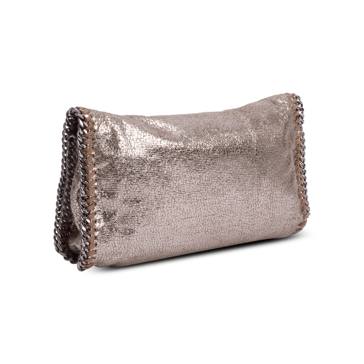 Stella McCartney Metallic Gold Shaggy Deerskin Vegan Flap Crossbody
