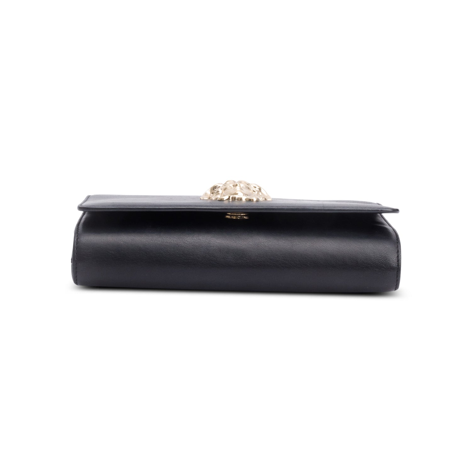 Versace Black Leather La Medusa Chain Clutch Bag w/ Authentcity Card