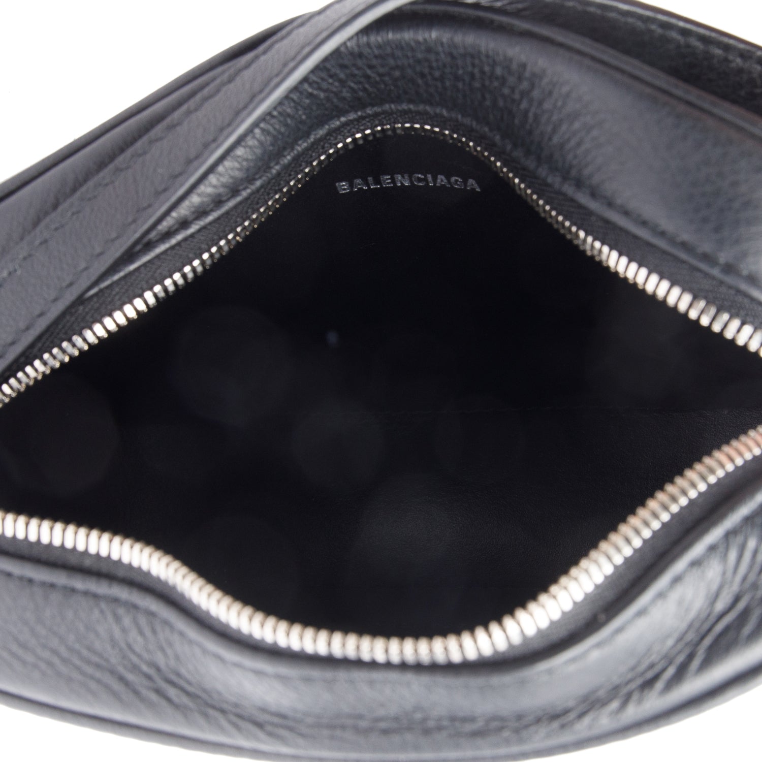 Balenciaga Black Calfskin Leather Logo Mini Cash Crossbody w/ Strap