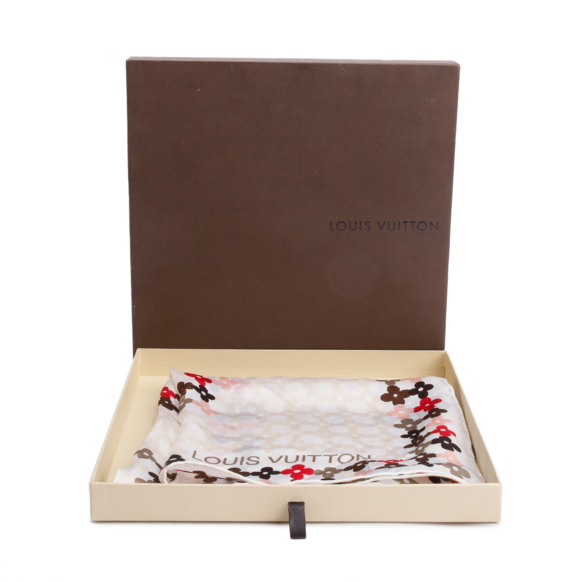 Louis Vuitton Multicolor Flower Motif Square Silk Scarf w/ Box