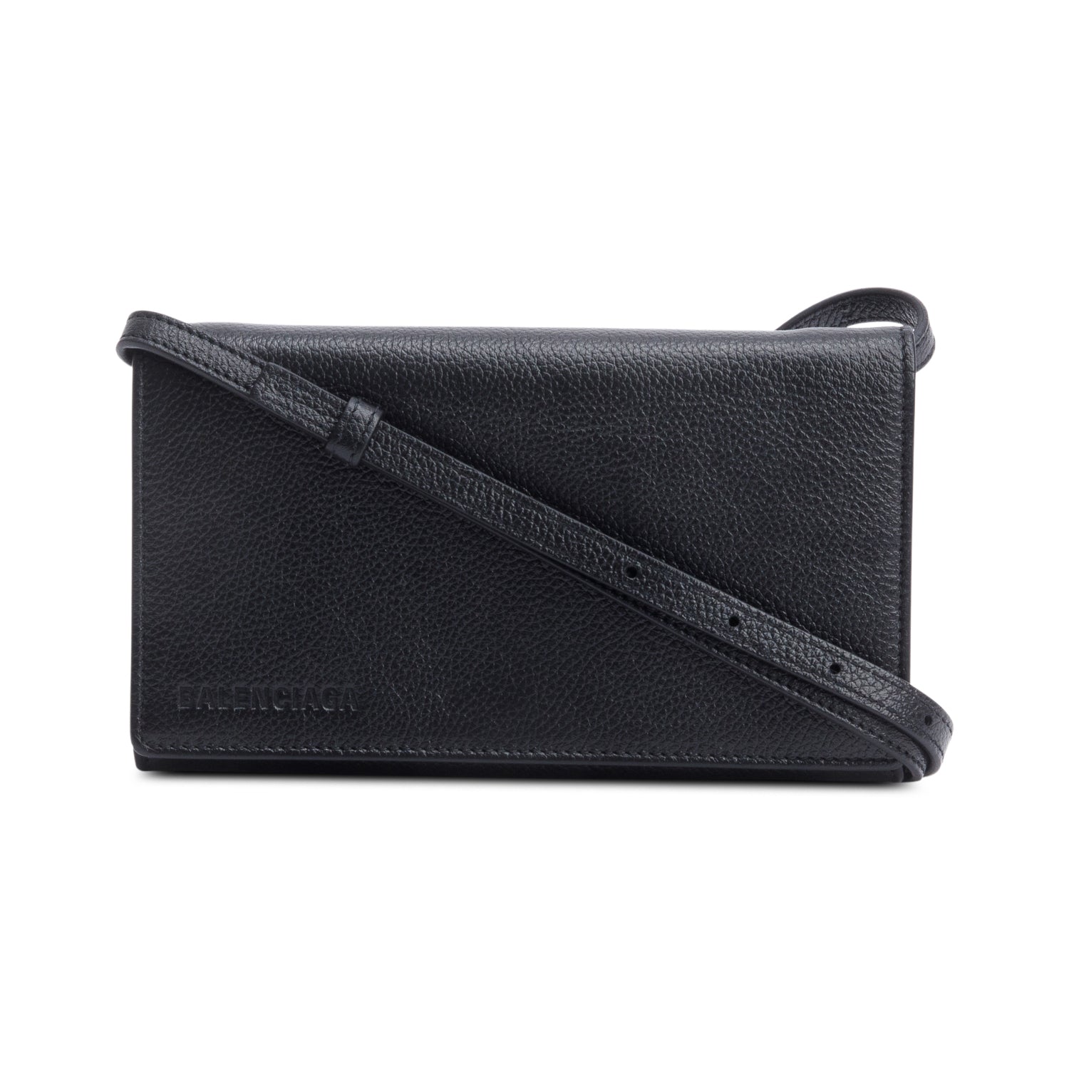 Balenciaga Black Calfskin Leather Small Logo Flap Crossbody