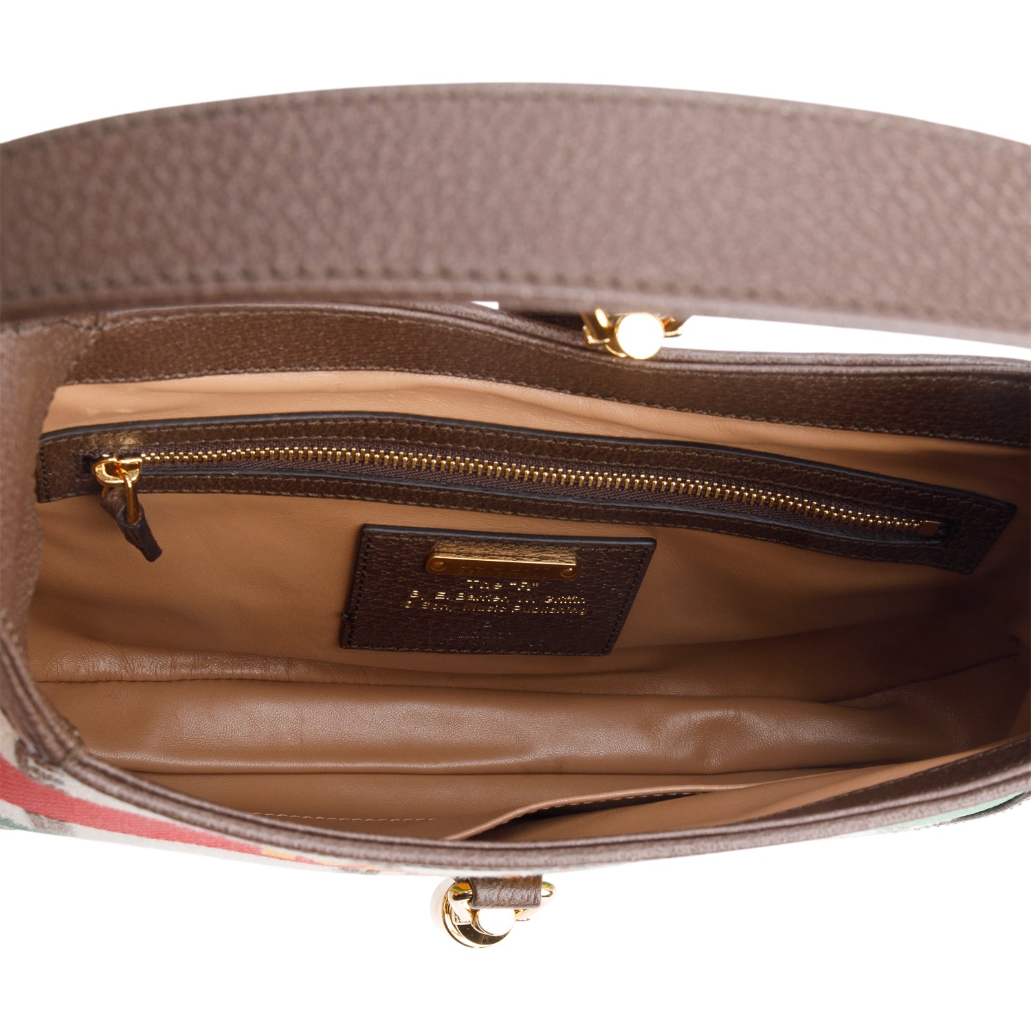 Gucci Neutral & Multicolor Music Is Mine Canvas Brown Leather Trim Small Jackie 1961 Shoulder Bag w/ Strap