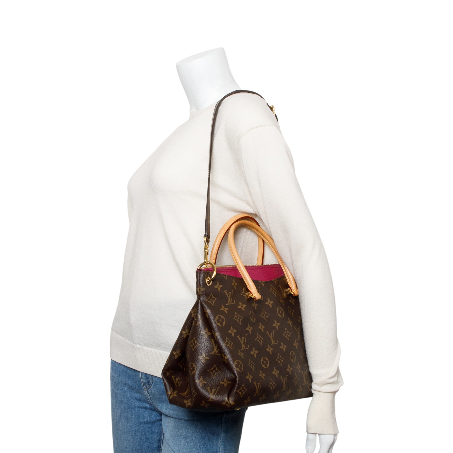 Louis Vuitton Monogram Pallas Tote w/ Strap & Receipt