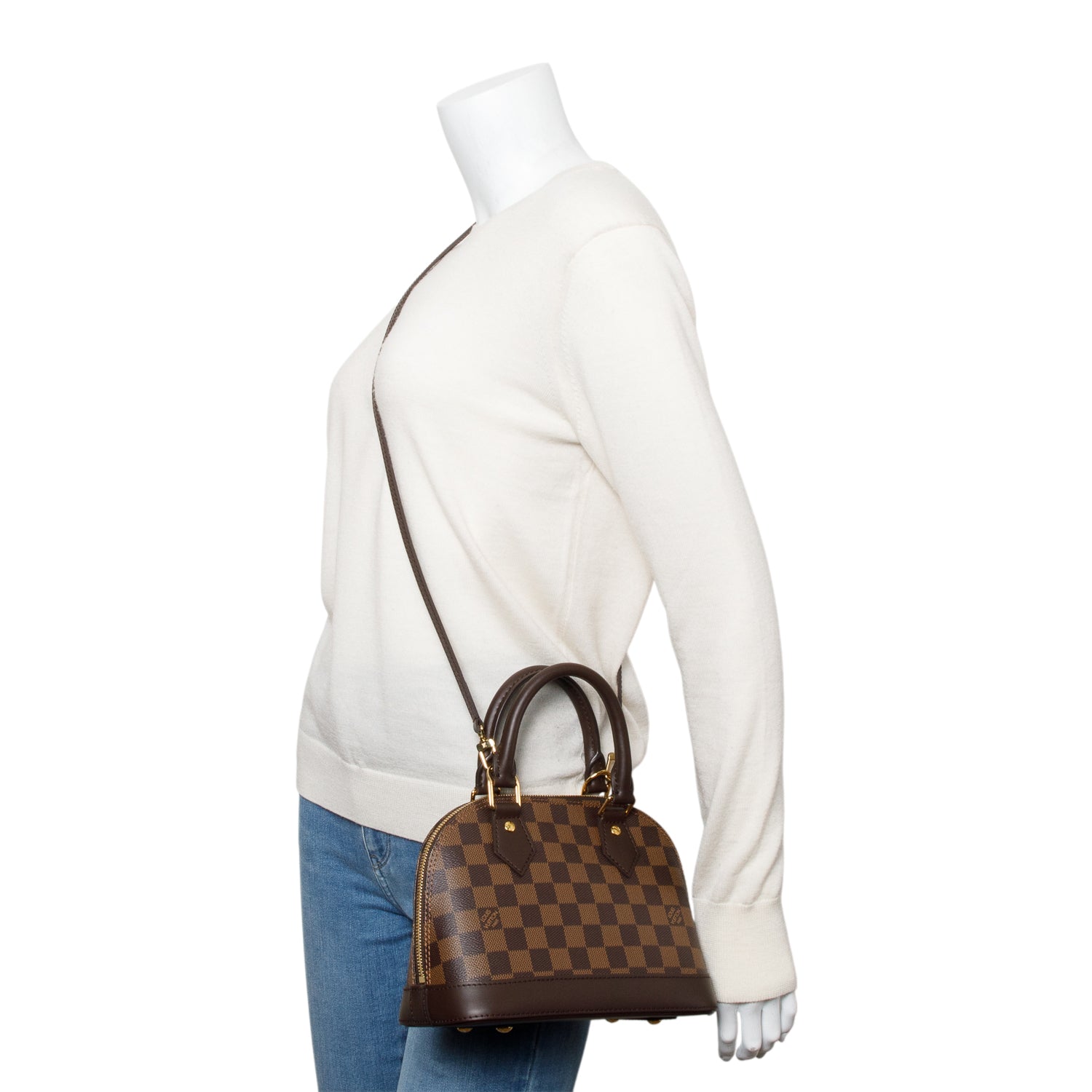 Louis Vuitton 2022 Damier Ebene Alma BB w/ Strap & Receipt