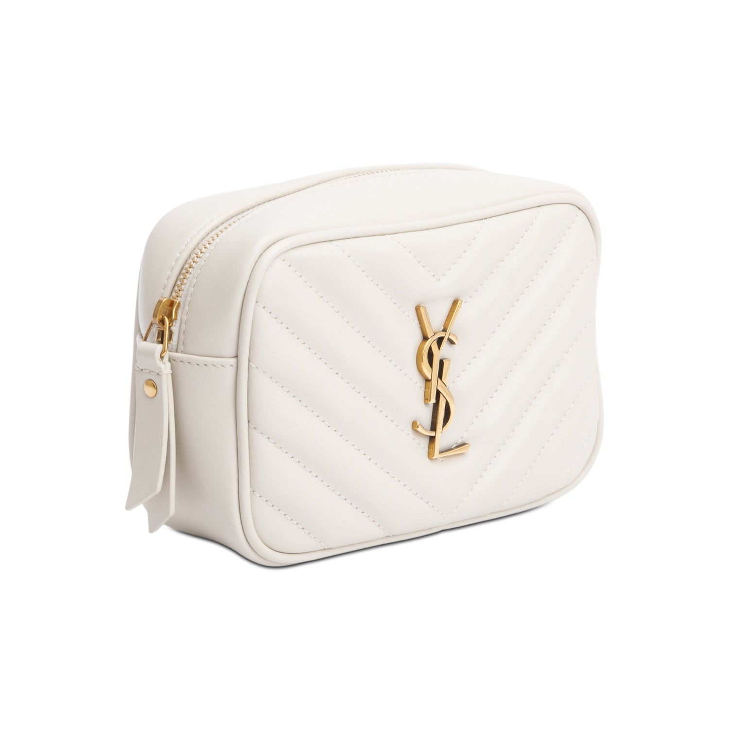 Saint Laurent 2020 White Quilted Calfskin Leather Lou Belt Bag