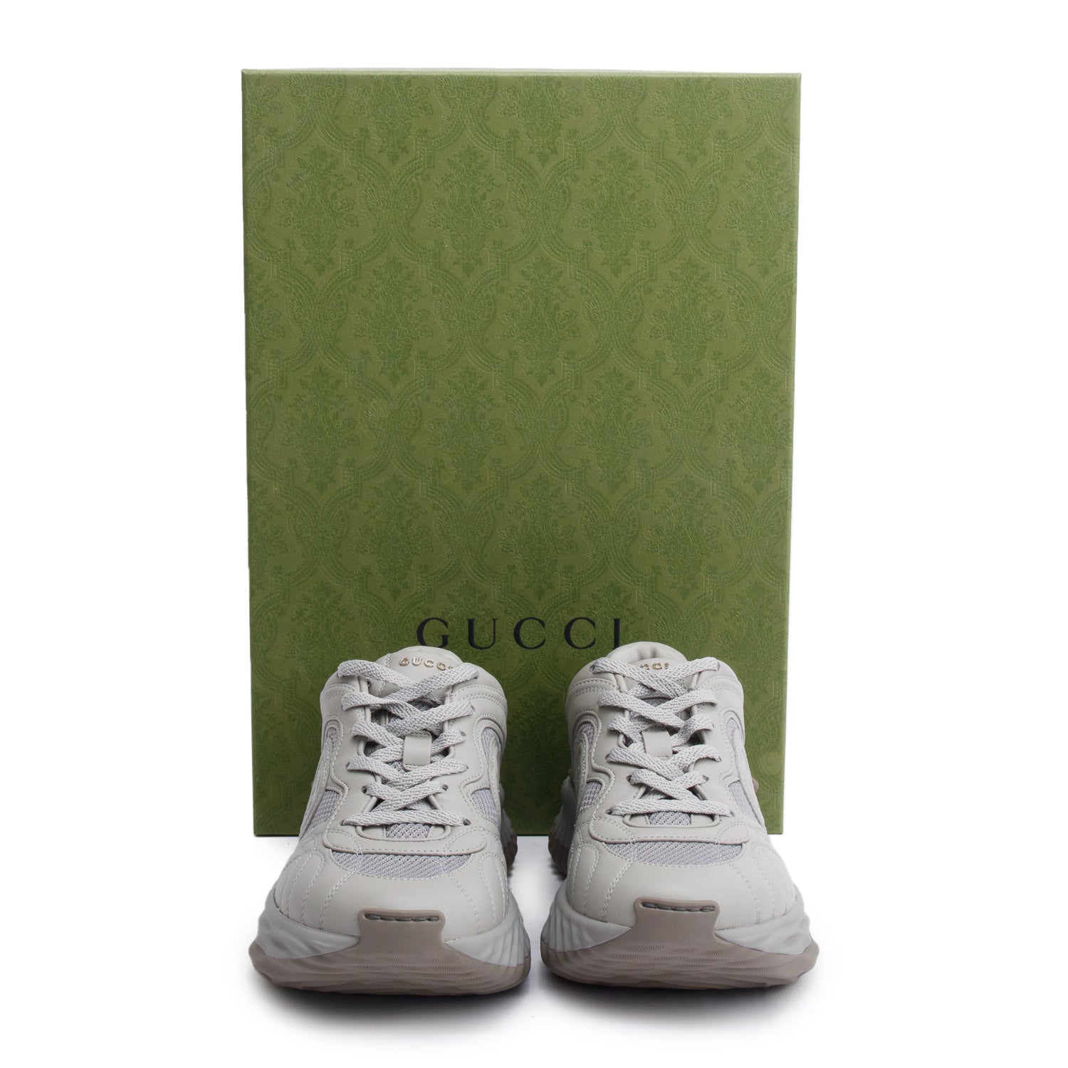 Gucci Grey Leather Men's Ripple Sneakers, Size 6 w/ Box