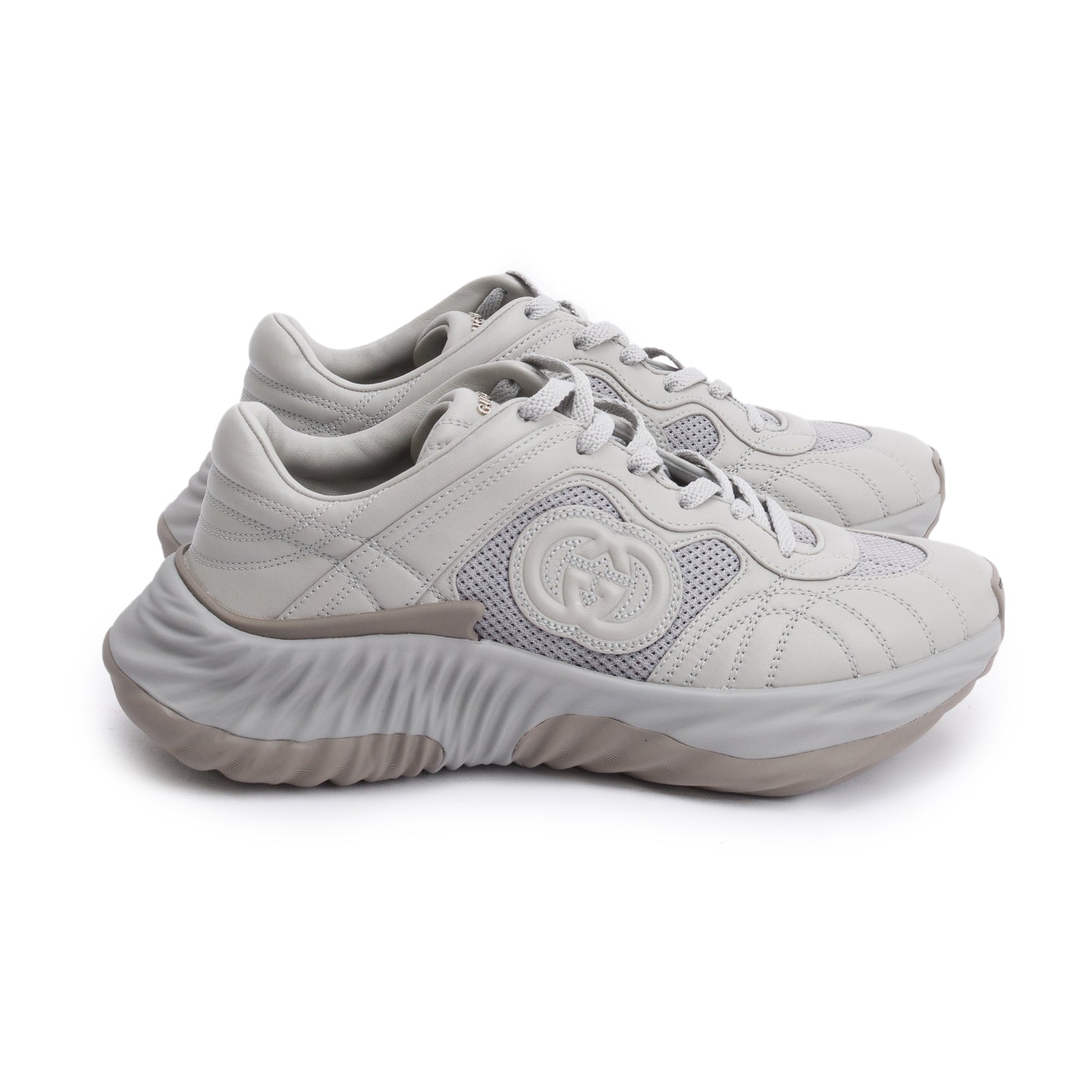 Gucci Grey Leather Men's Ripple Sneakers, Size 6 w/ Box