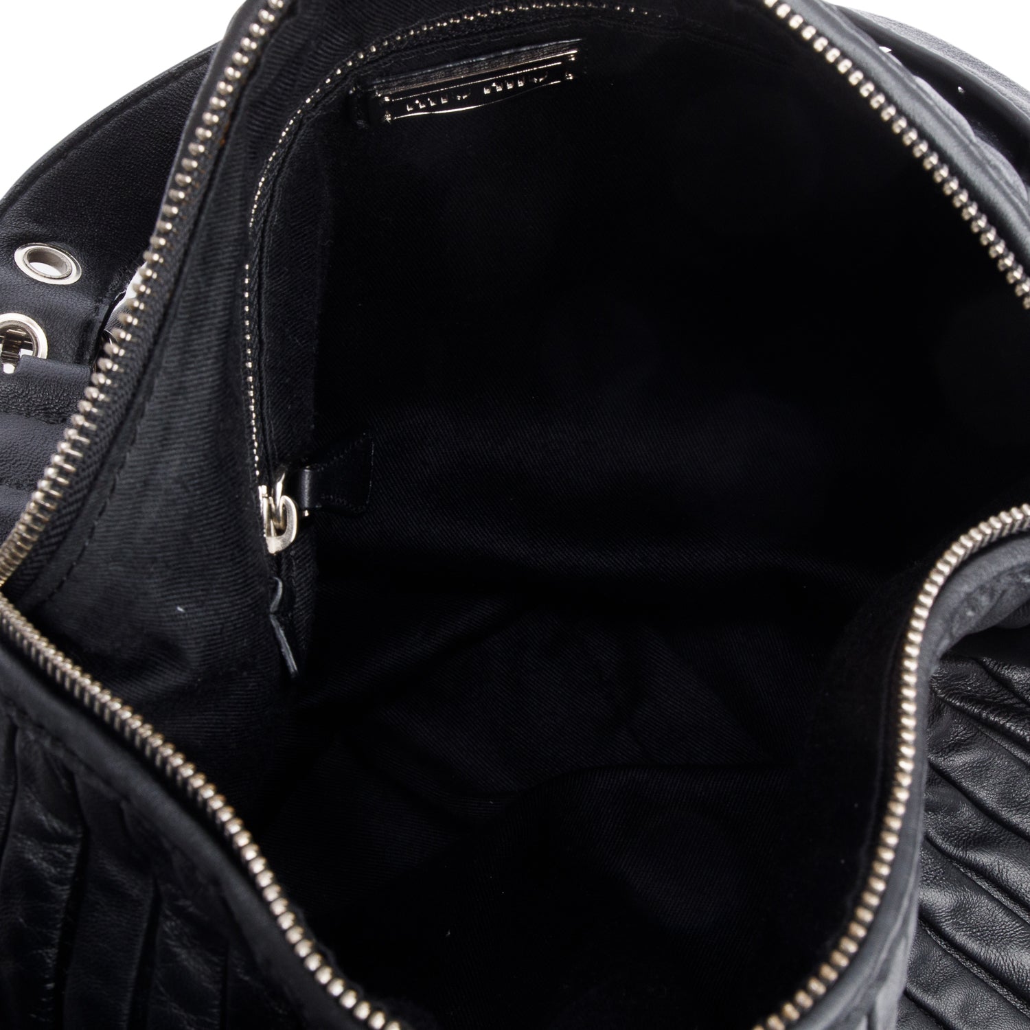 Miu Miu Black Nappa Leather Pleated Hobo Bag
