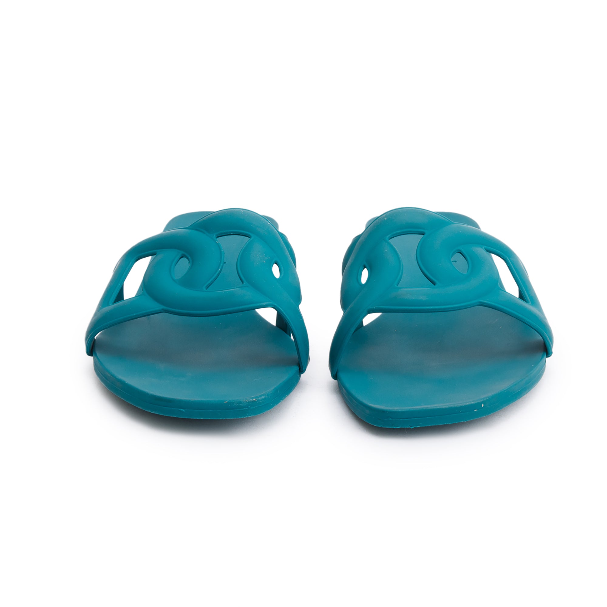 Hermes Vert Viride Rubber Aloha Sandals, Size 39