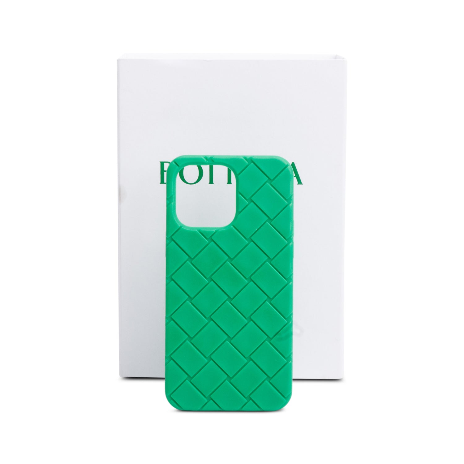 Bottega Veneta Green Intreccio Rubber Silicon iPhone 16 Pro Max Case w/ Box