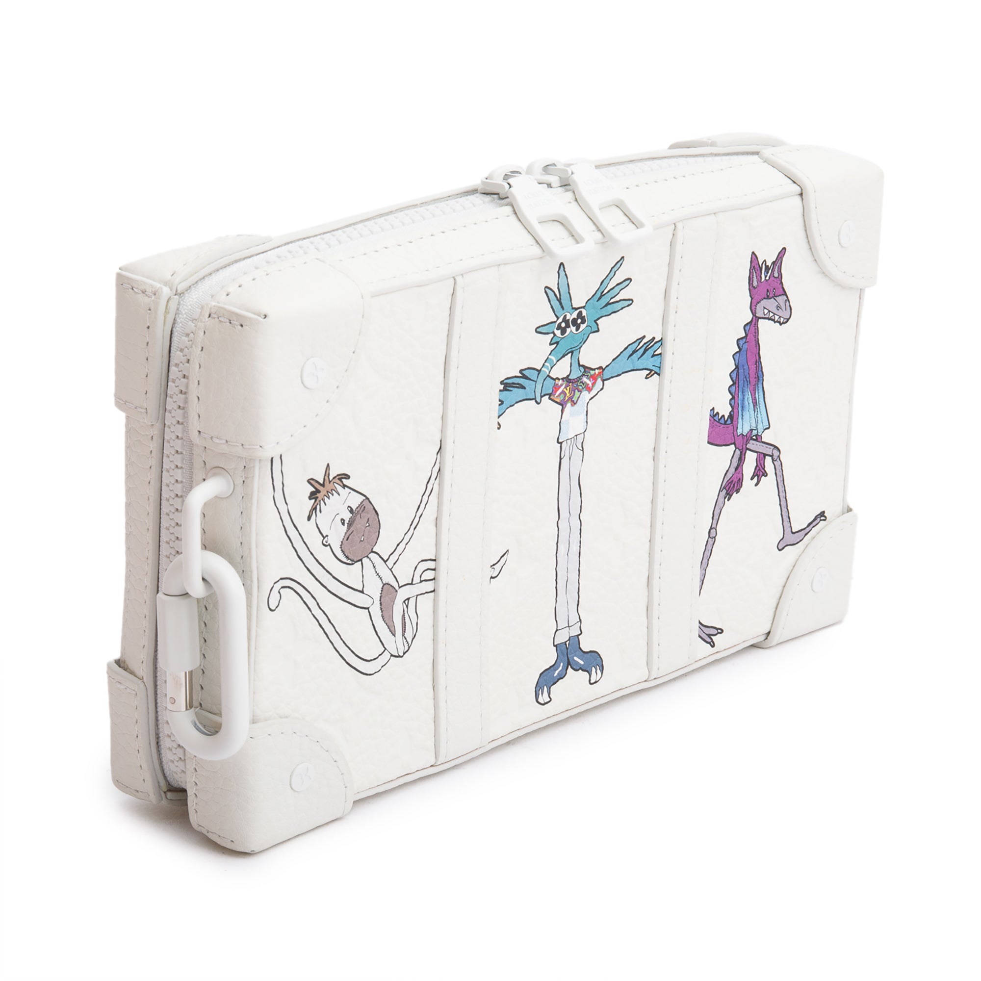 Louis Vuitton 2020 White Monogram Taurillon LV Friends Soft Trunk Wallet Crossbody w/ Strap &Box