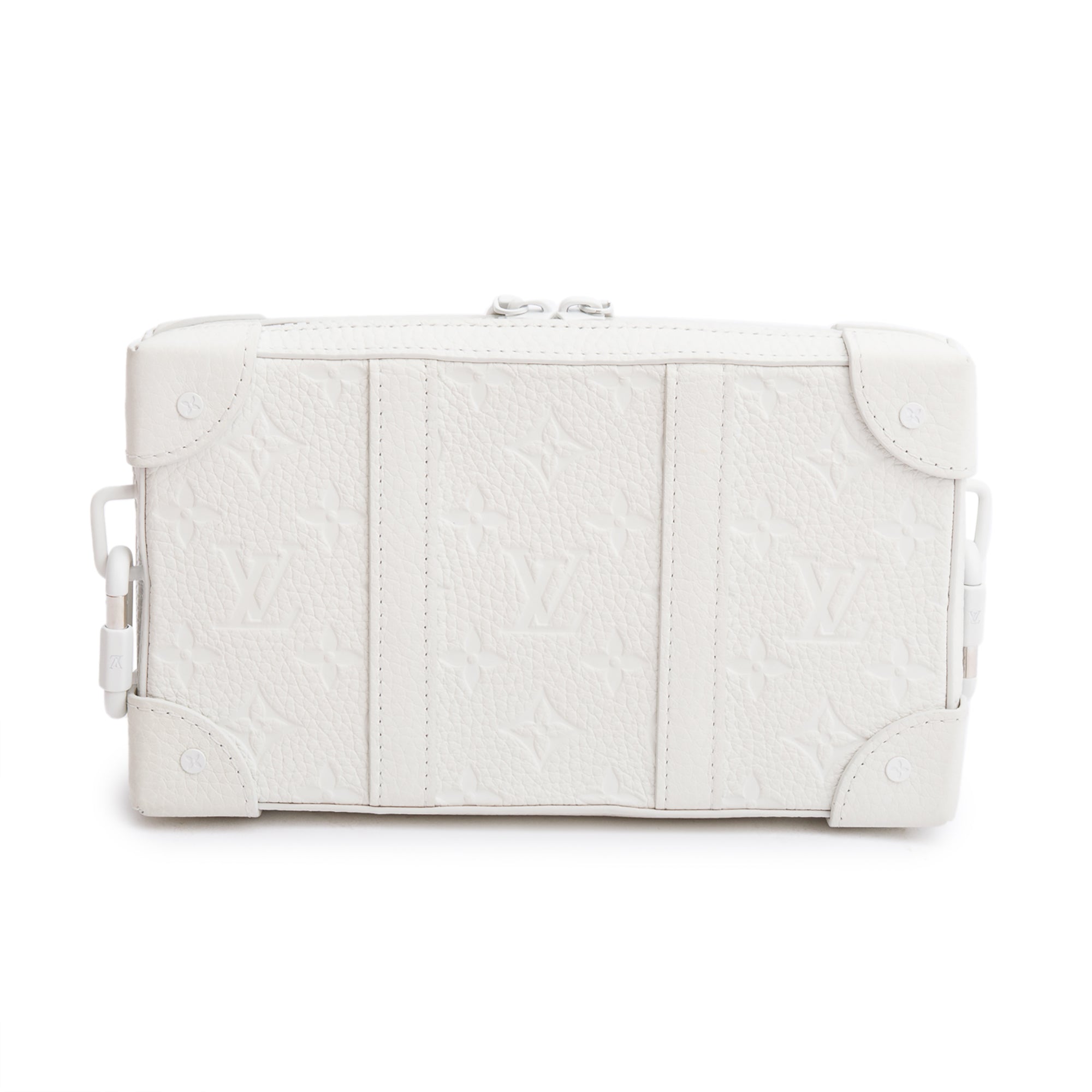 Louis Vuitton 2020 White Monogram Taurillon LV Friends Soft Trunk Wallet Crossbody w/ Strap &Box