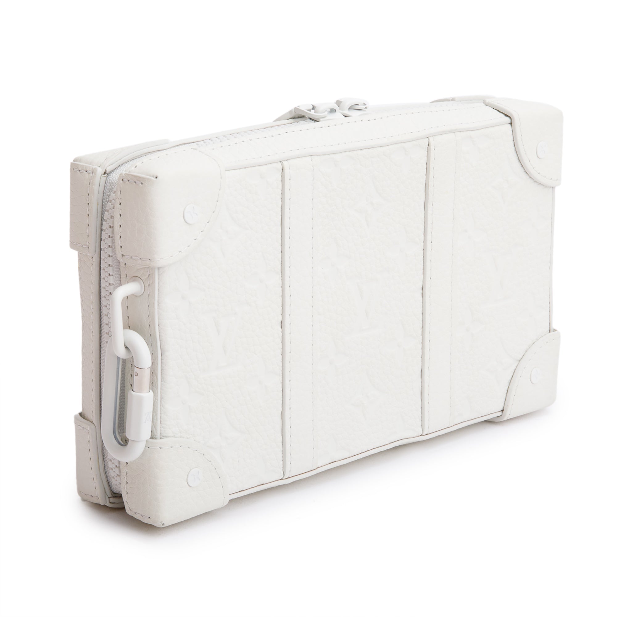 Louis Vuitton 2020 White Monogram Taurillon LV Friends Soft Trunk Wallet Crossbody w/ Strap &Box