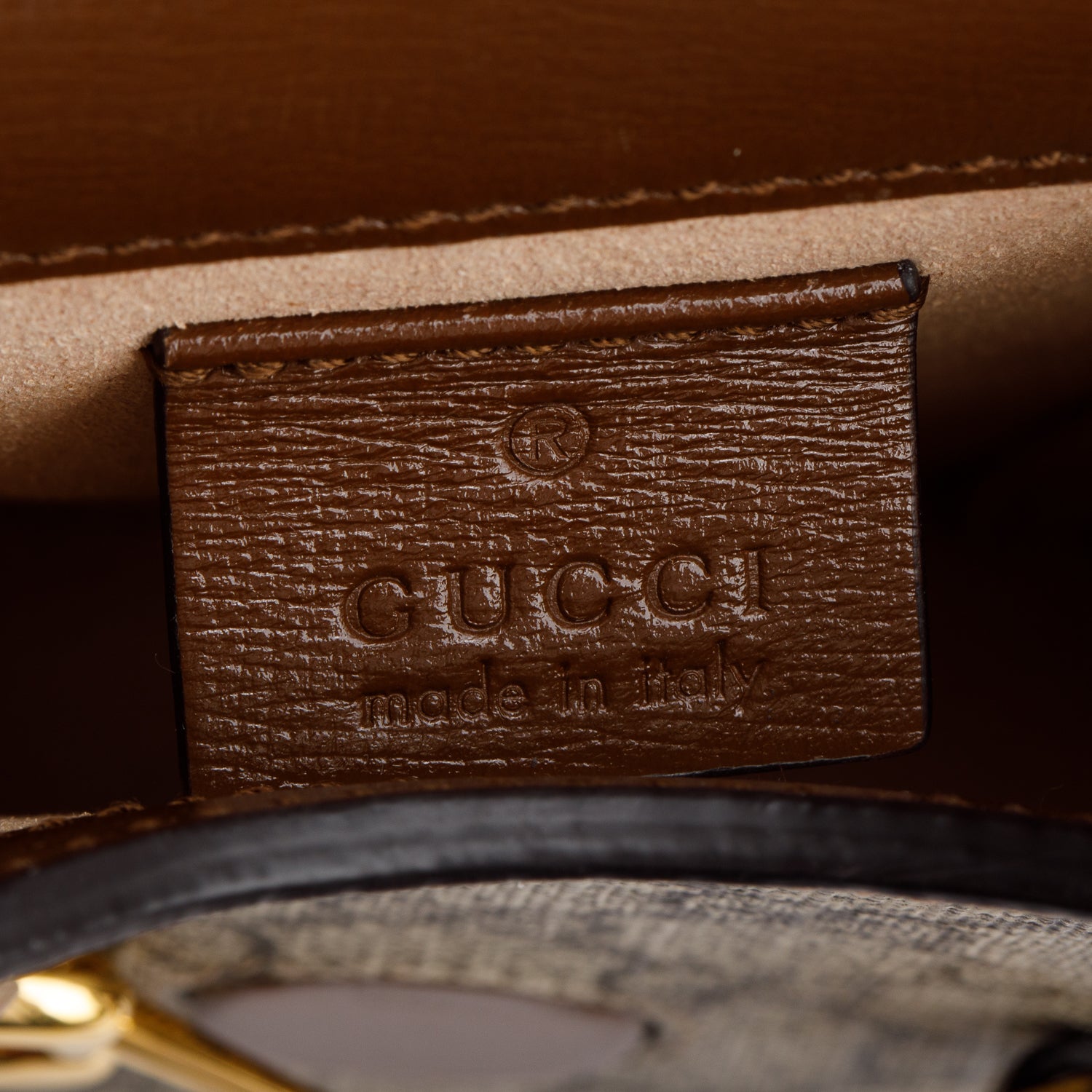 Gucci GG Supreme Brown Leather Trim Mini Horsebit 1955 Crossbody Bag w/ Box