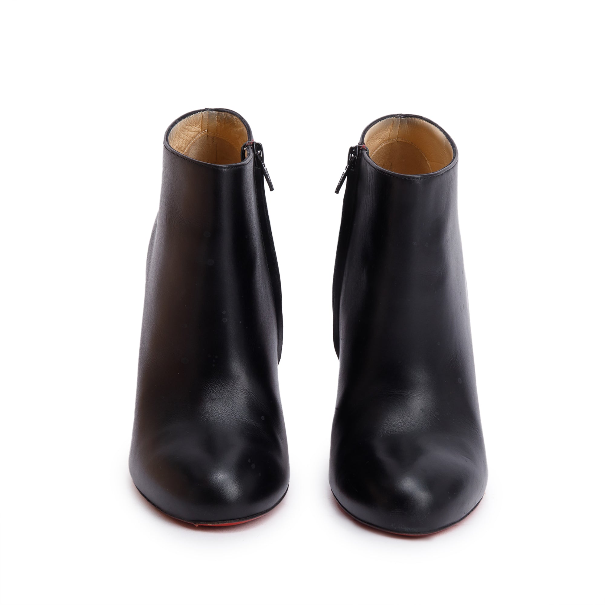 Christian Louboutin Black Calfskin Leather Belle Ankle Boots, Size 40