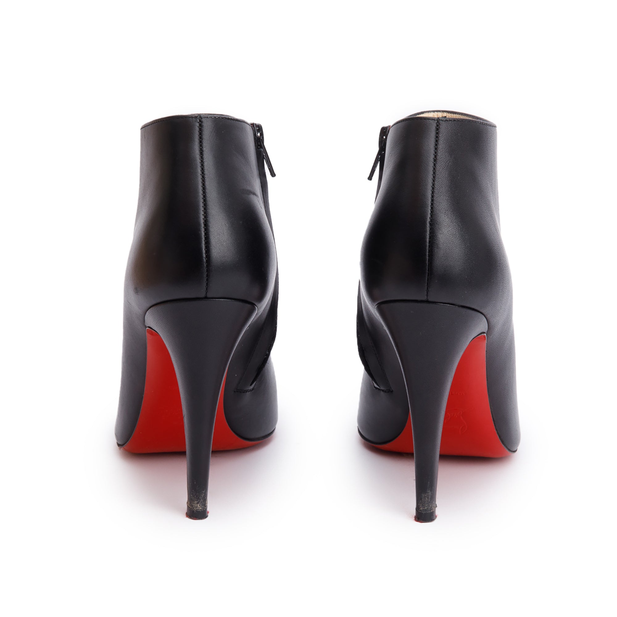 Christian Louboutin Black Calfskin Leather Belle Ankle Boots, Size 40