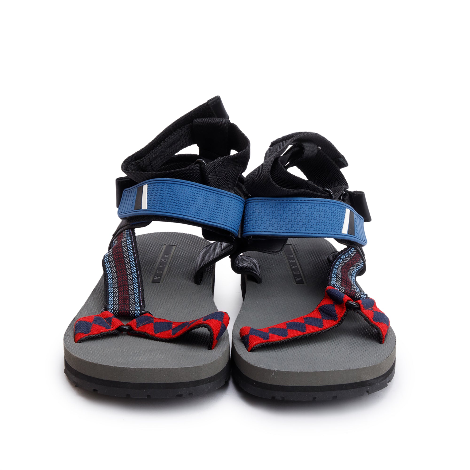 Prada Grey Rubber Printed Teva Sling Back Gladiator Sandals, Size 9