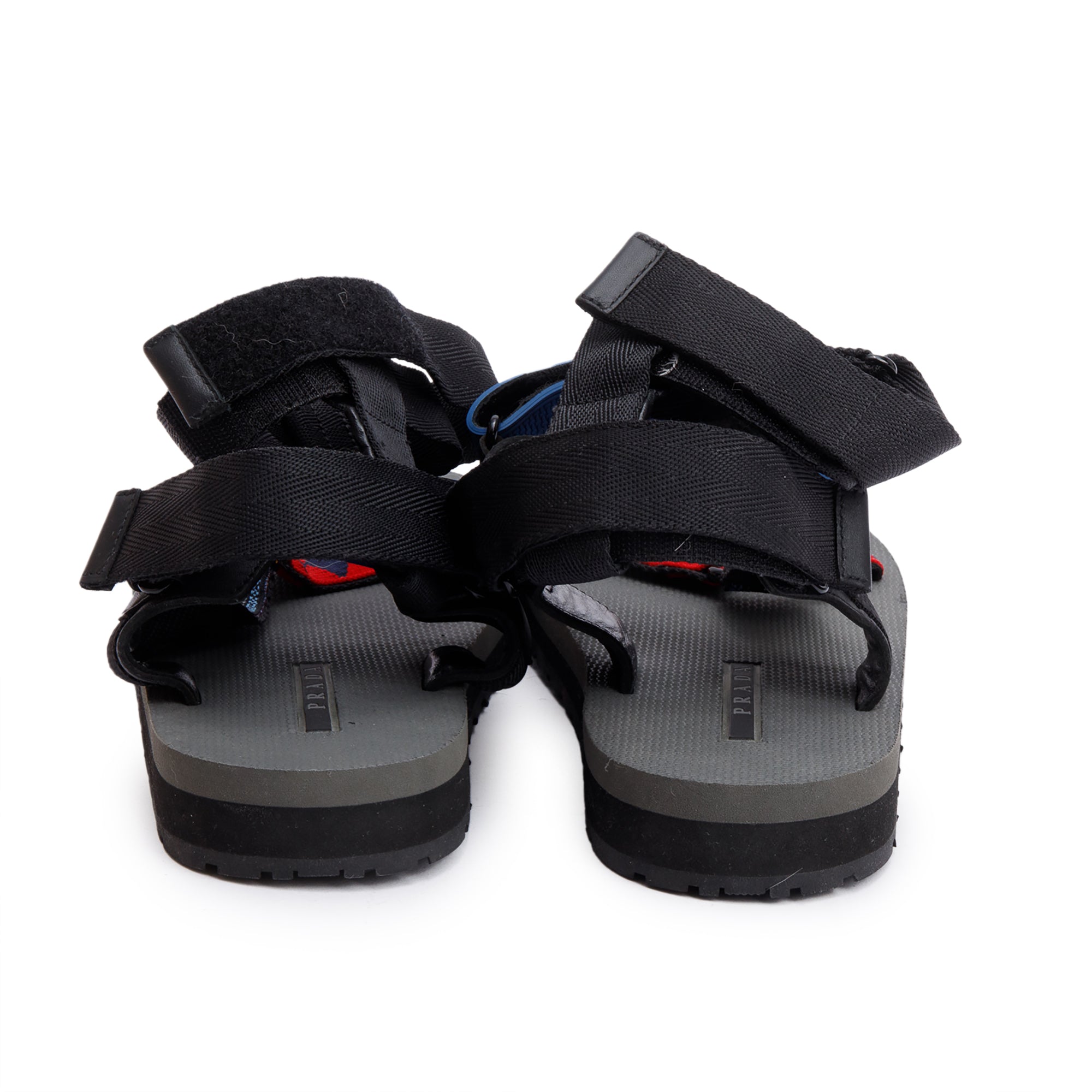 Prada Grey Rubber Printed Teva Sling Back Gladiator Sandals, Size 9