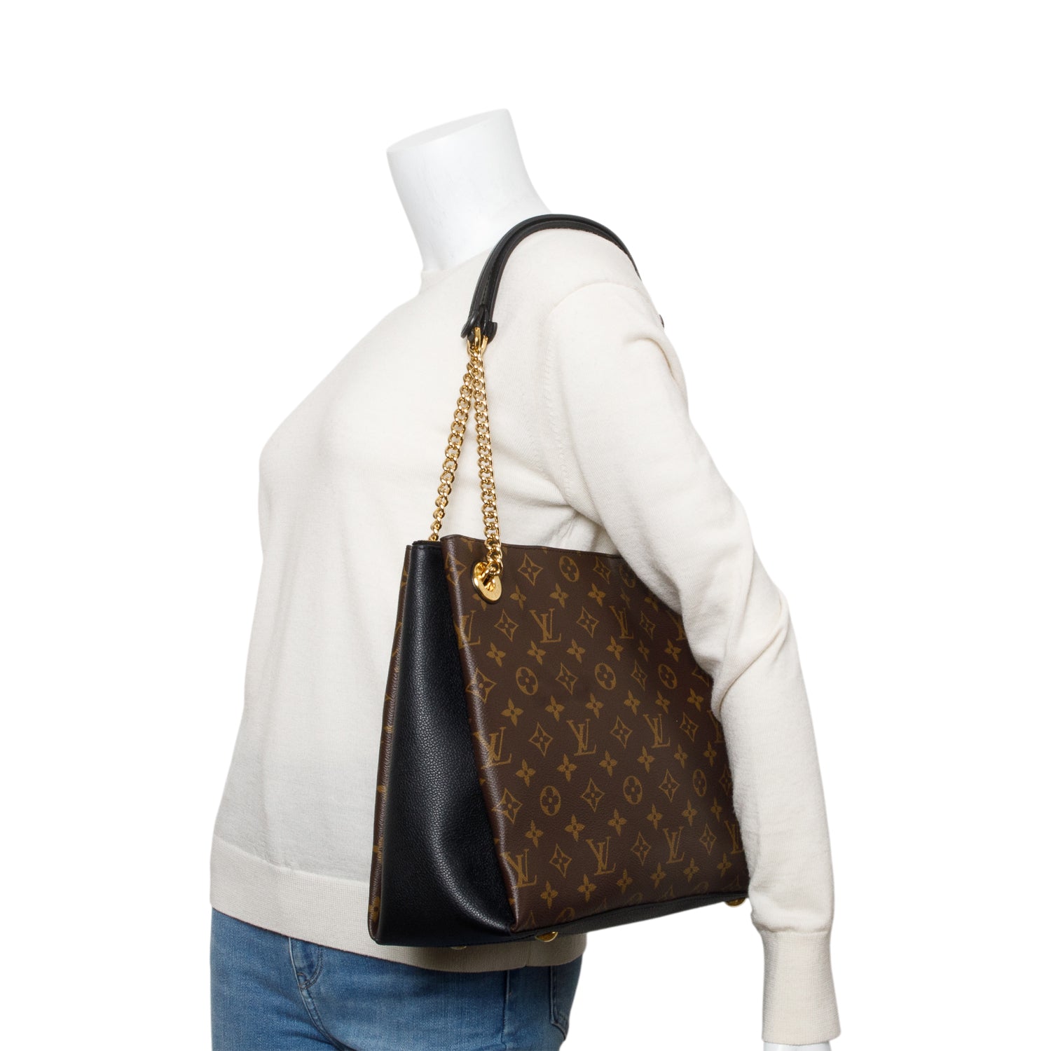 Louis Vuitton Monogram Black Leather Trim Surene MM