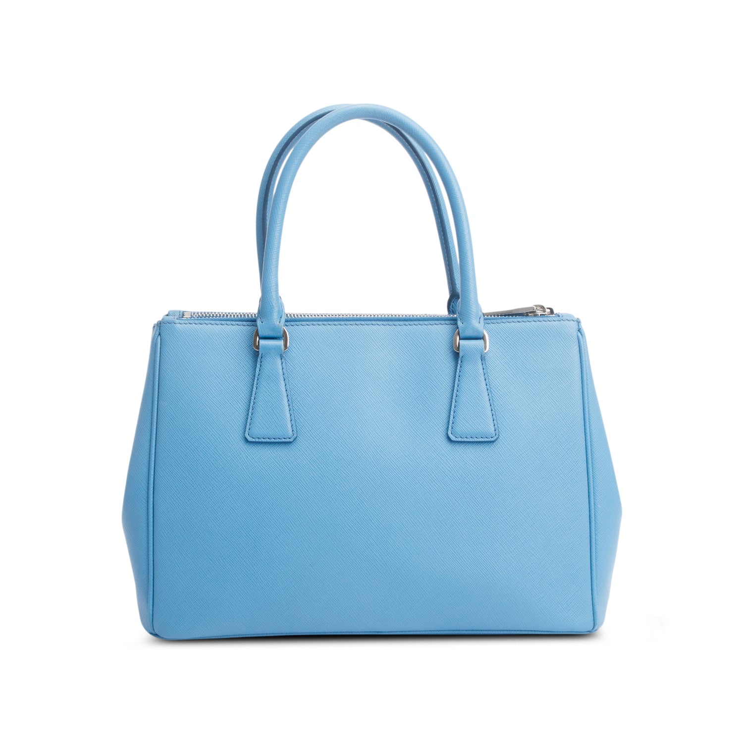 Prada Blue Saffiano Leather Small Double Zip Galleria Tote w/ Strap