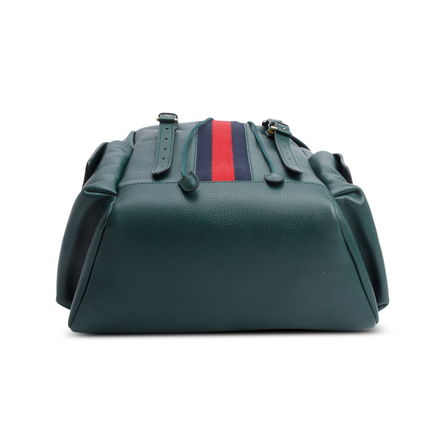 Gucci Green Calfskin Leather Web Double Buckle Ophidia Medium Backpack