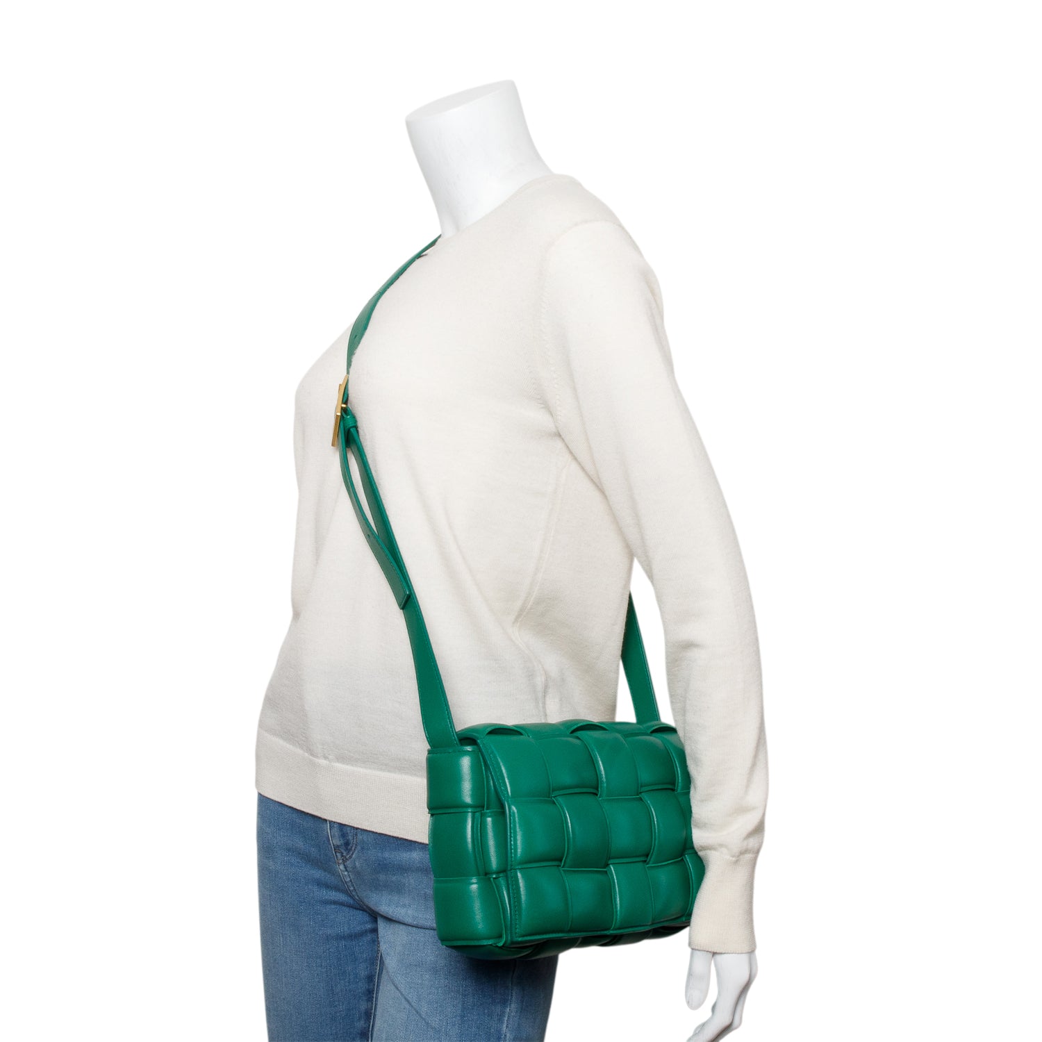 Bottega Veneta Green Lambskin Leather Classic Padded Cassette Bag