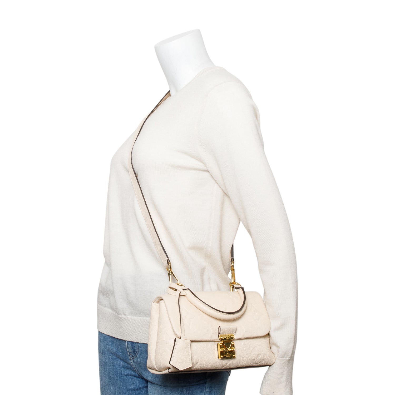Louis Vuitton Creme Monogram Empreinte Leather Madeleine BB w/ Strap