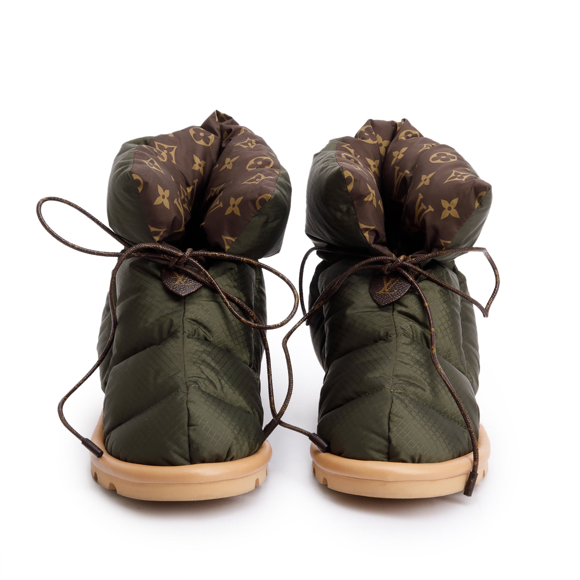 Louis Vuitton 2020 Green Nylon Lace-Up Pillow Comfort Ankle Boots, Size 38 w/ Box