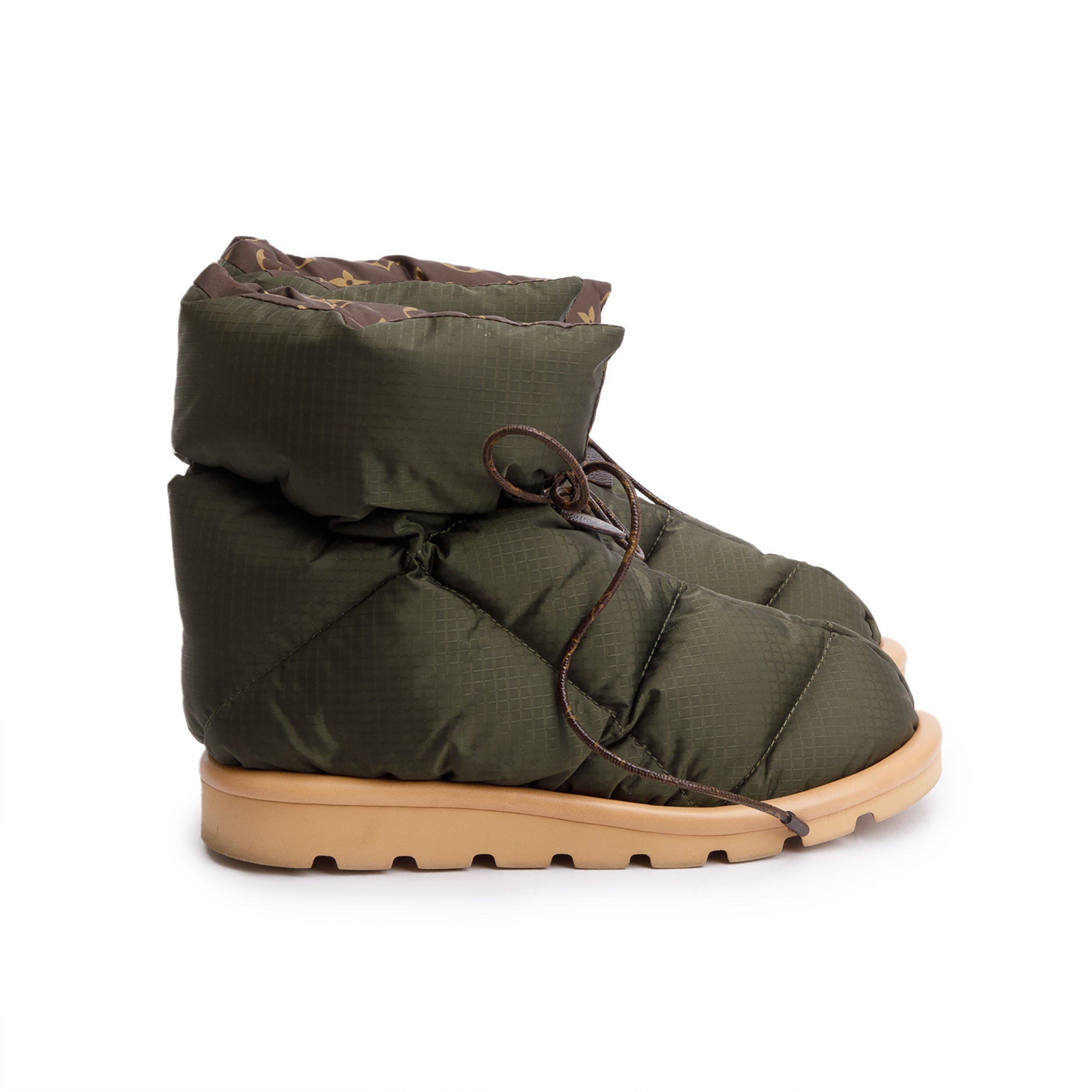 Louis Vuitton 2020 Green Nylon Lace-Up Pillow Comfort Ankle Boots, Size 38 w/ Box