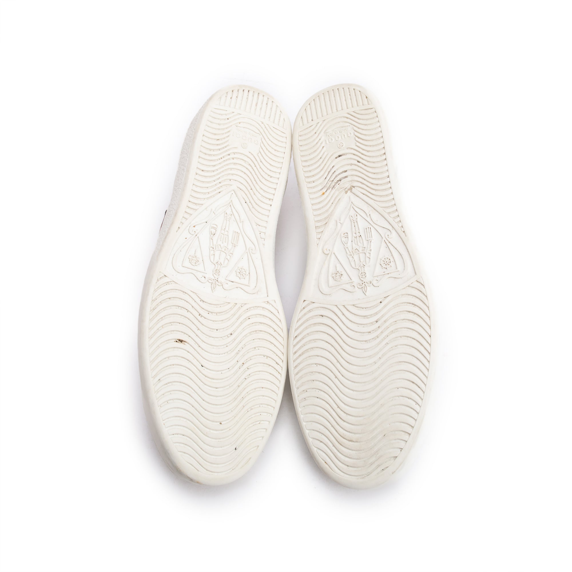 Gucci White Leather Embroidered Web GG Apple Men's Ace Sneakers, Size 8 w/ Box