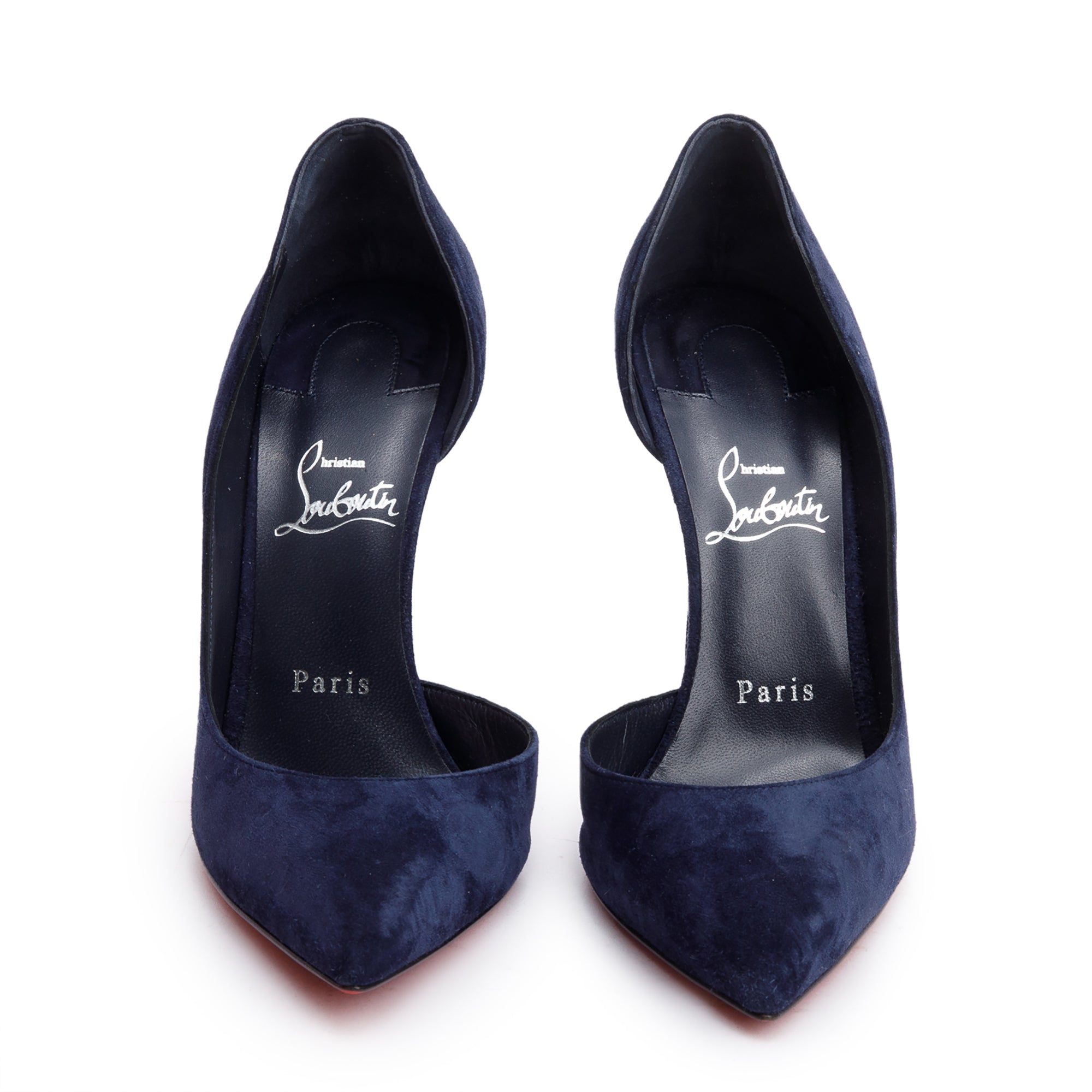 Christian Louboutin Blue Suede Iriza 100 Pumps, Size 39 w/ Box