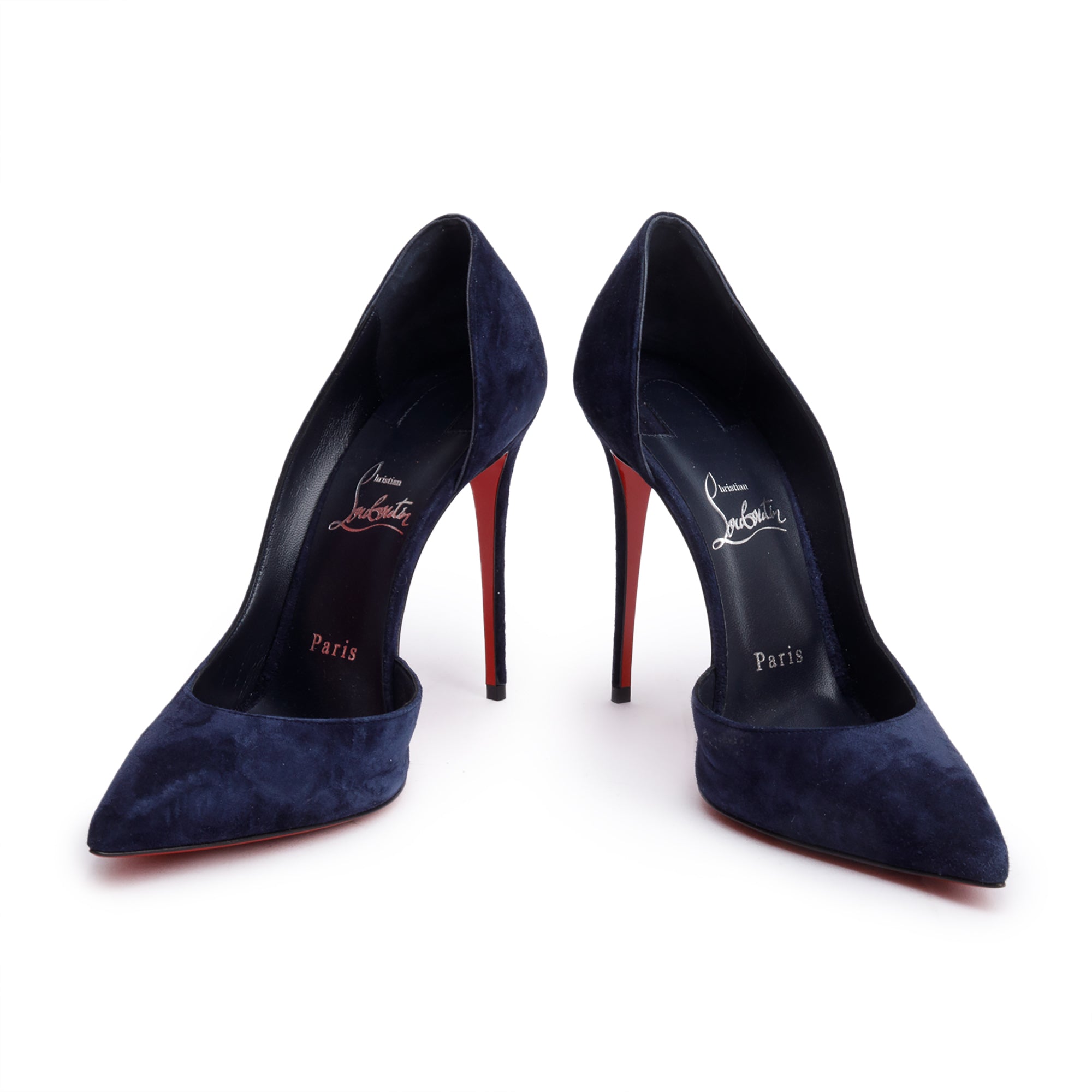 Christian Louboutin Blue Suede Iriza 100 Pumps, Size 39 w/ Box