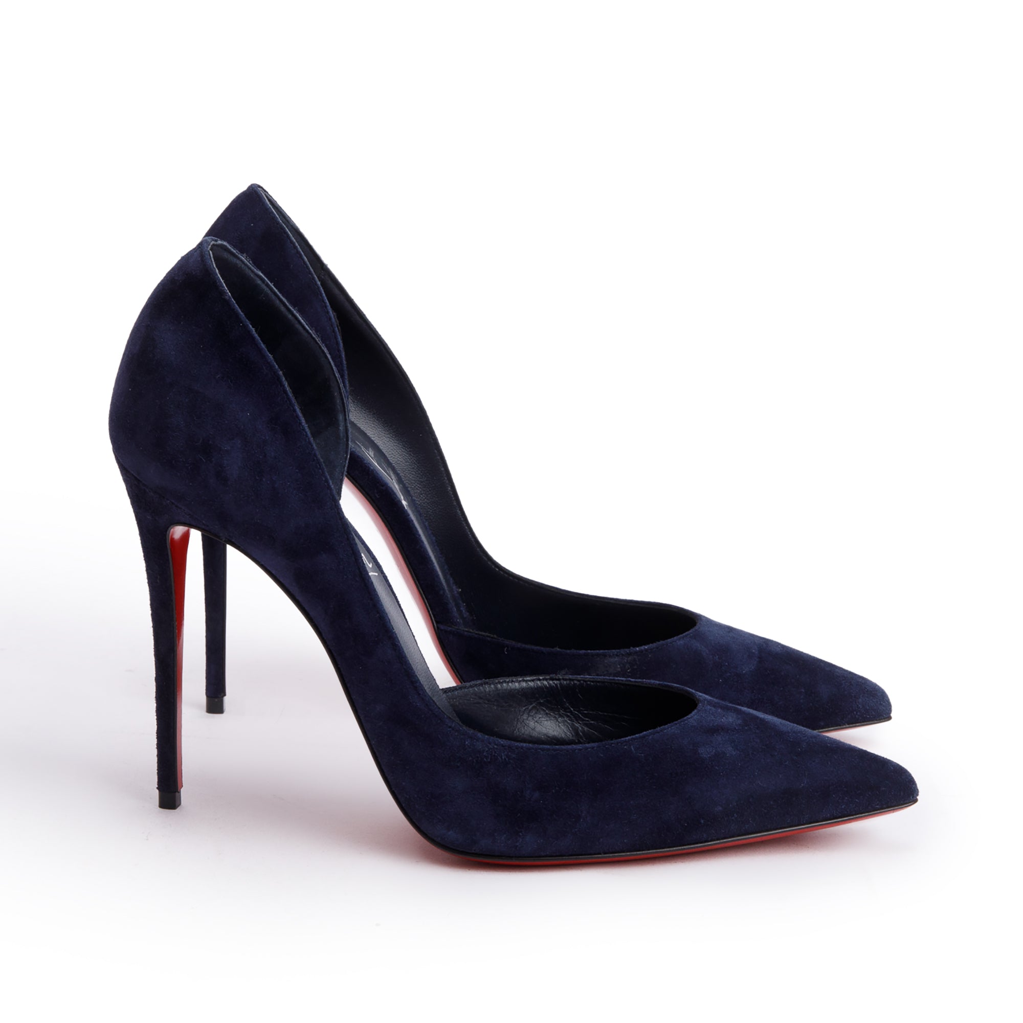 Christian Louboutin Blue Suede Iriza 100 Pumps, Size 39 w/ Box