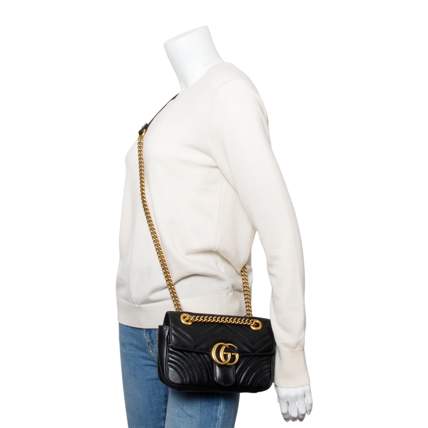 Gucci Black GG Marmont Matelasse Small Shoulder Bag
