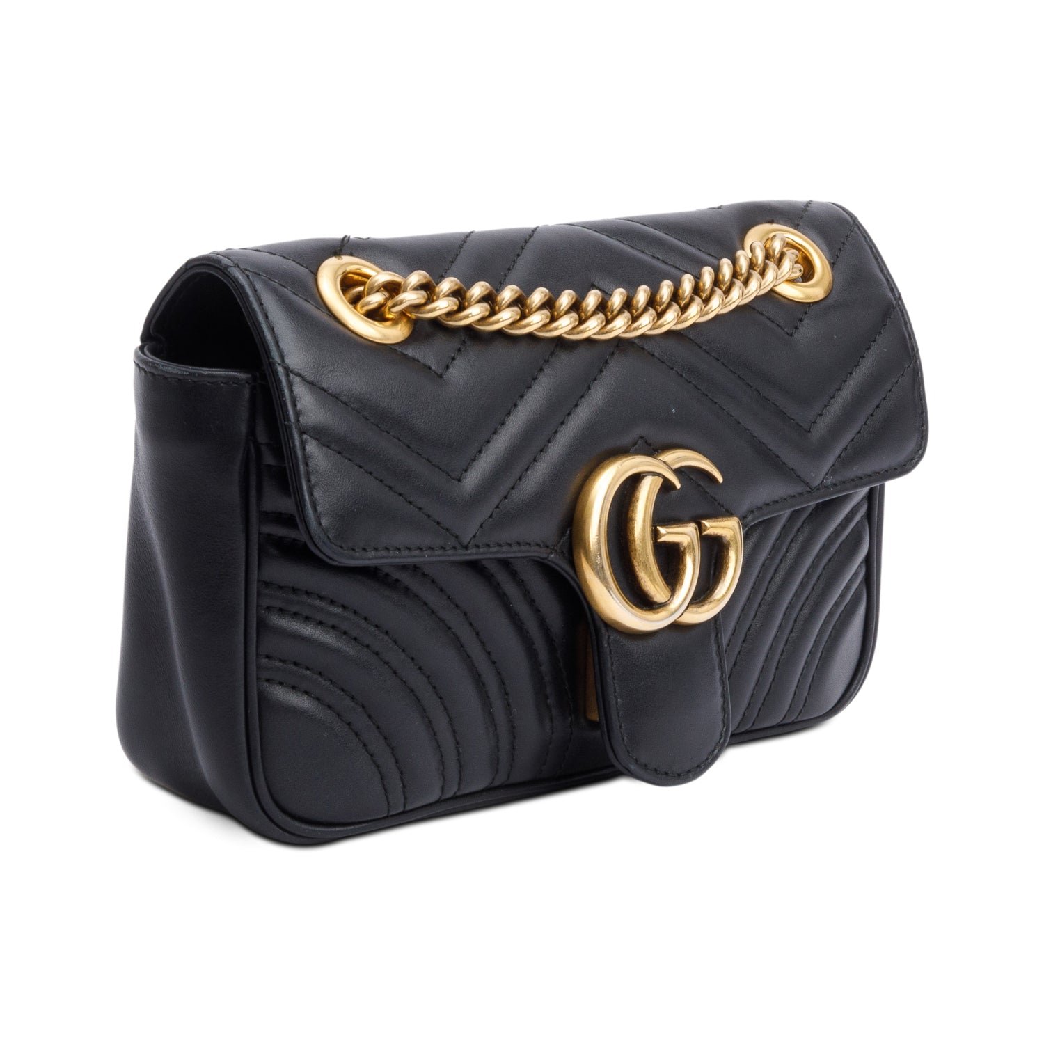 Gucci Black GG Marmont Matelasse Small Shoulder Bag