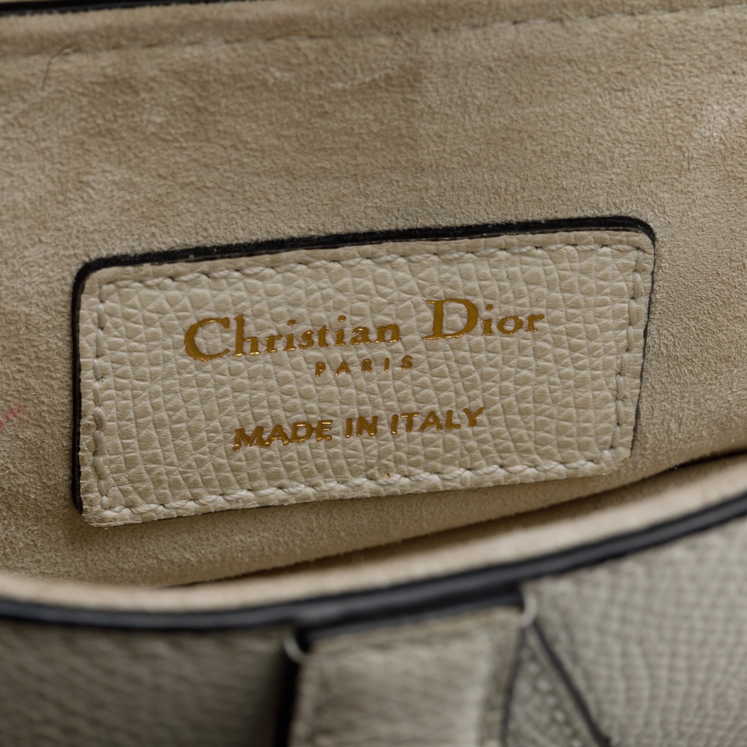 Christian Dior White Grained Calfskin Leather Mini Saddle Bag w/ Strap