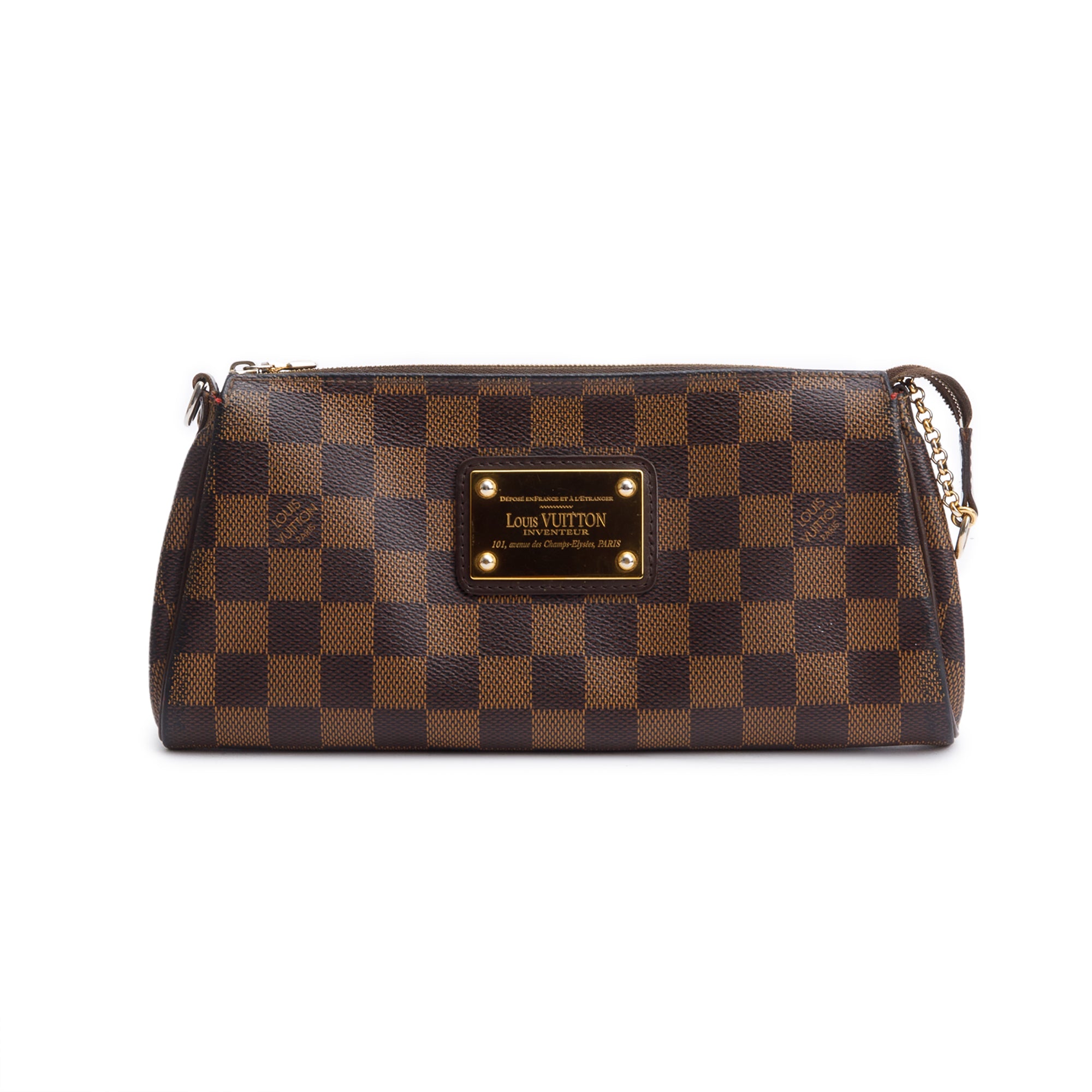 Louis Vuitton Damier Ebene Eva Clutch w/ Strap & Box