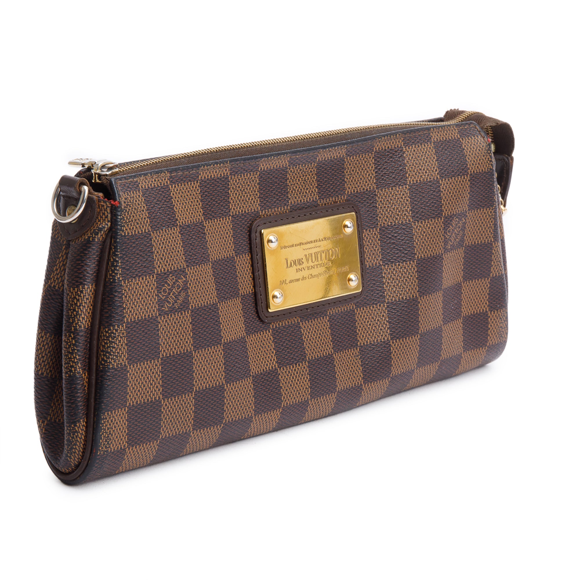 Louis Vuitton Damier Ebene Eva Clutch w/ Strap & Box
