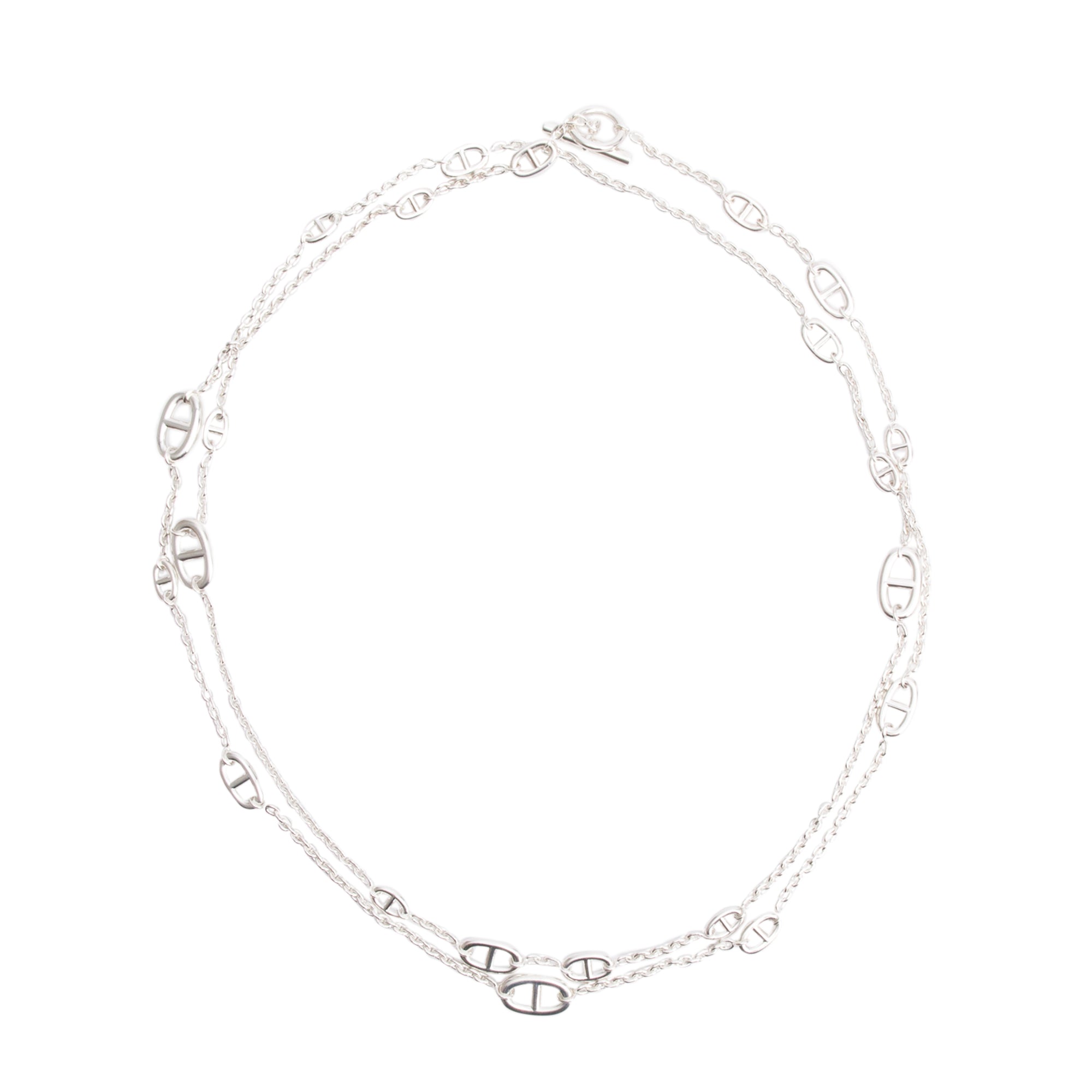 Hermes Sterling Silver Farandole Long Necklace 160 w/ Box