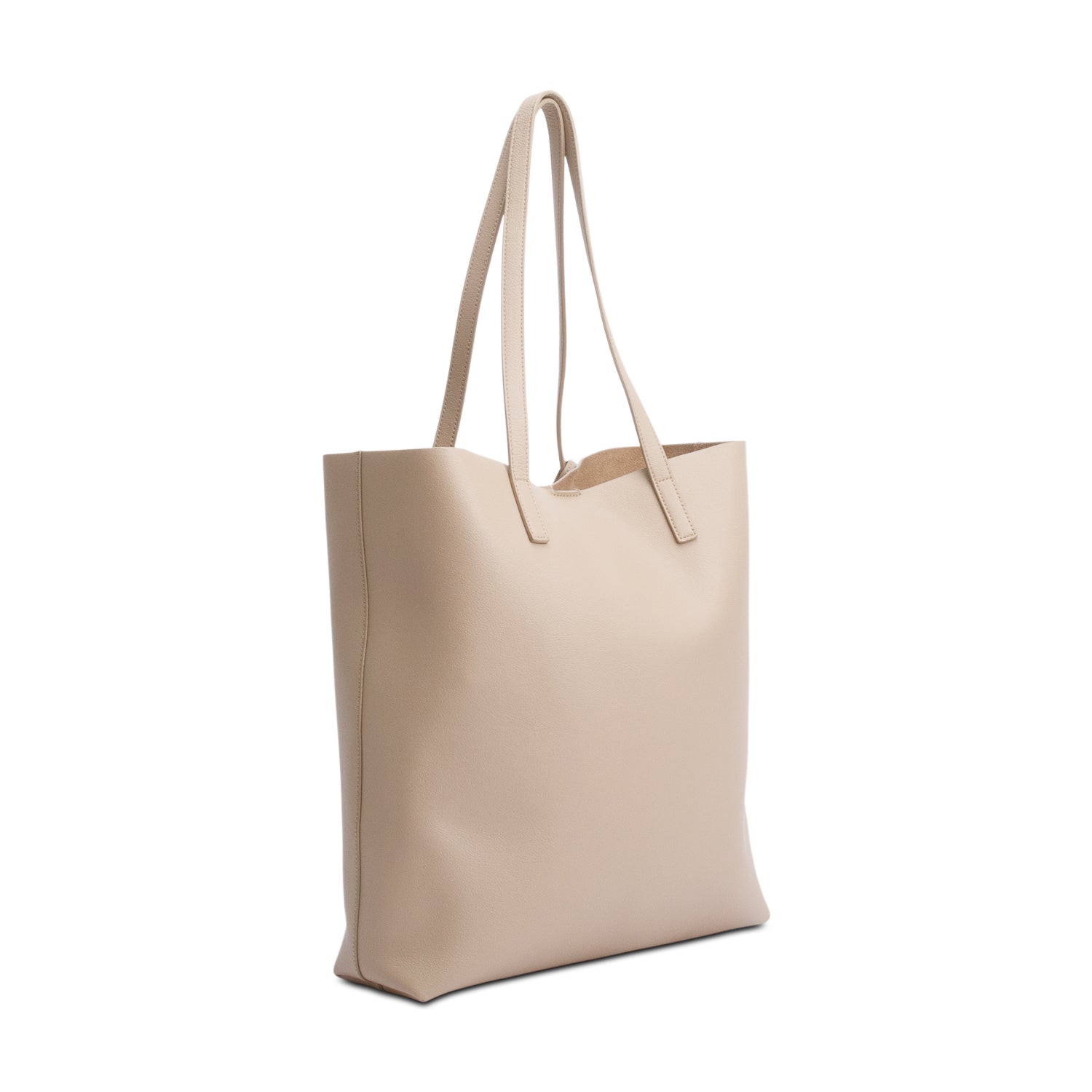 Saint Laurent Beige Calfskin Leather N/S Shopping Tote w/ Pouch