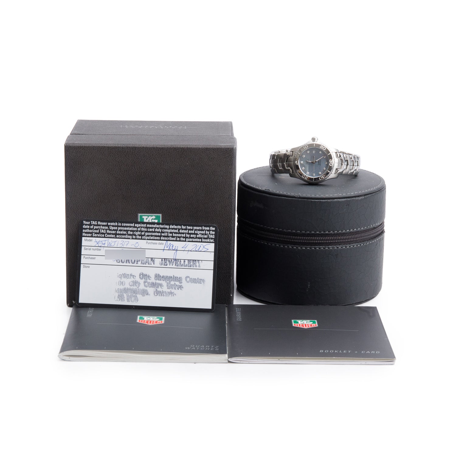 Tag Heuer Stainless Steel Link 27 MM Quartz Watch Blue Mother of Pearl Diamond Dial WJ1317-0 w/ Box & Papers