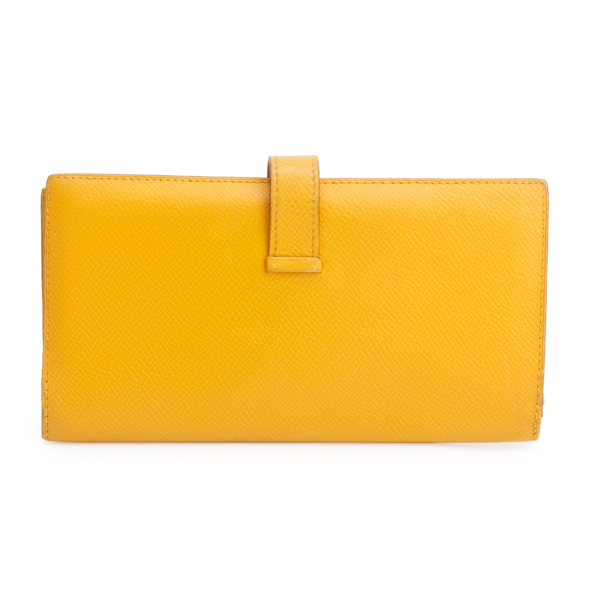 Hermes Jaune Epsom Leather Bearn Gusset Wallet w/ Box
