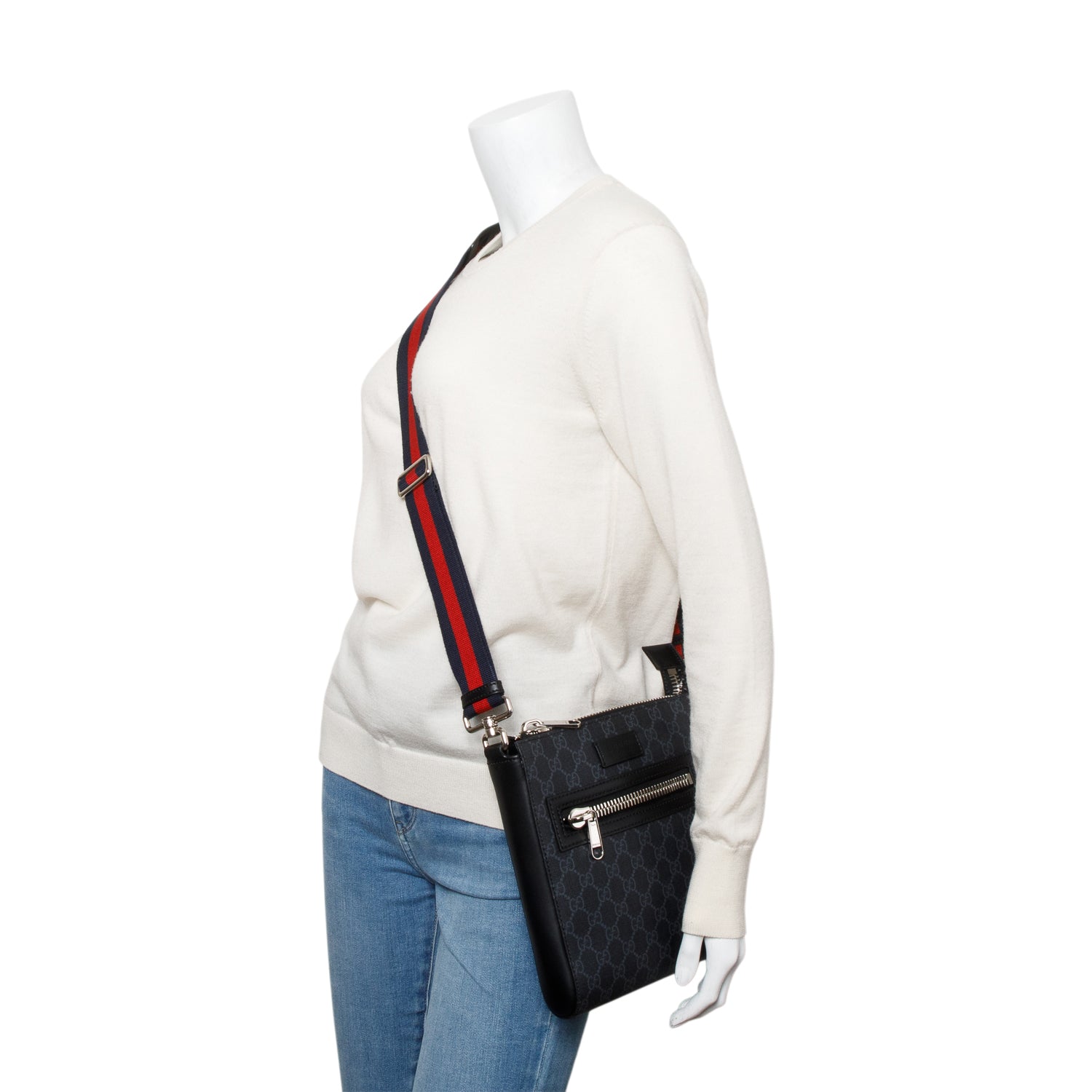 Gucci Black GG Supreme Messenger Bag